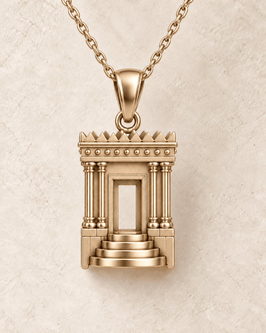 Gold Plated Silver — Main. Provisional architectural pendant in a pale champagne finish