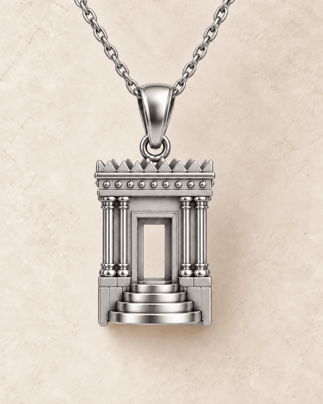 Silver — Main. Provisional architectural pendant in a cool silver finish